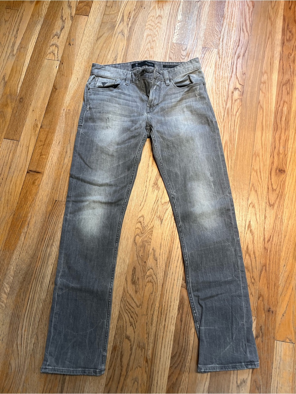 Guess Men's Gray Slim Jeans with Faded Wash